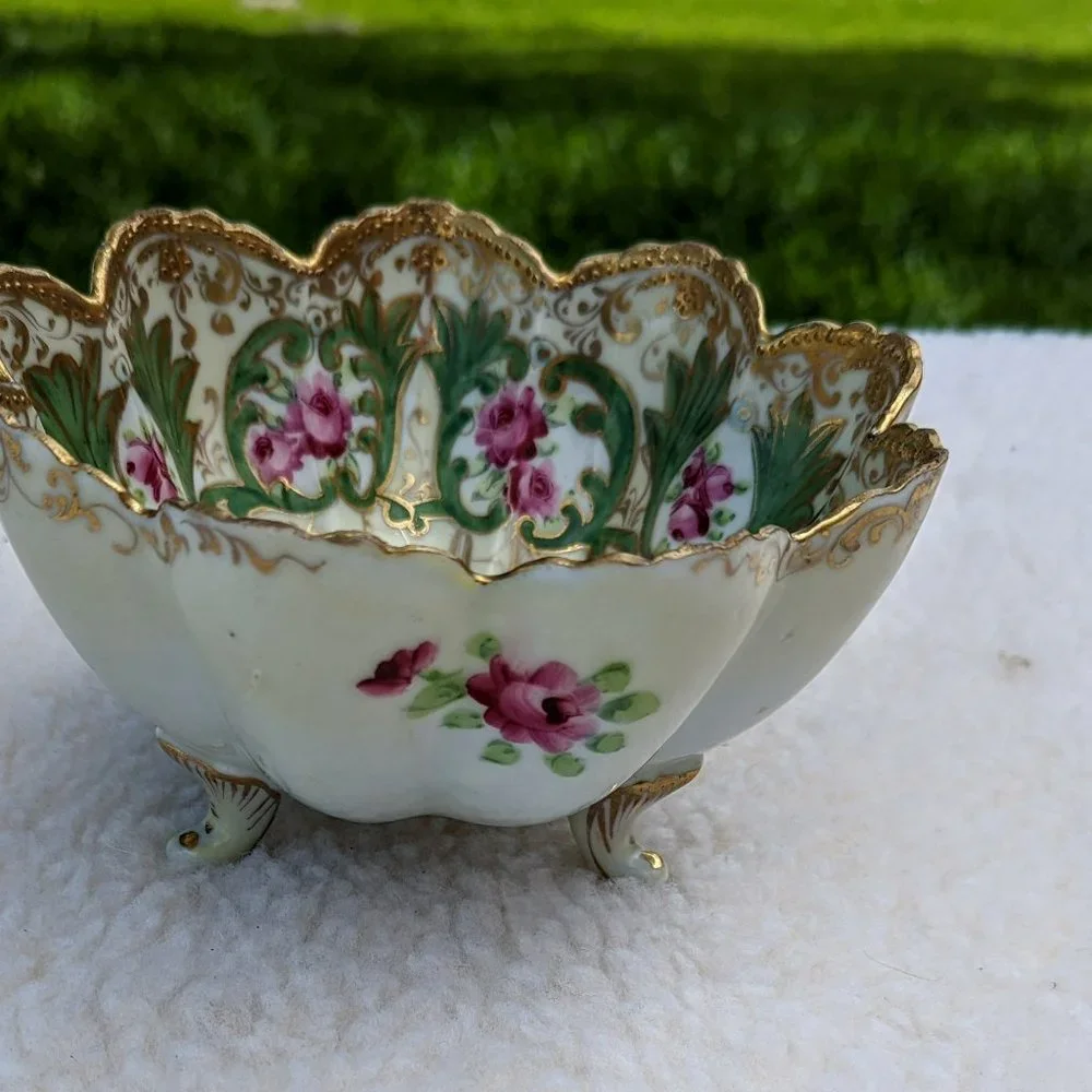 Vintage bone china berry bowl strainer